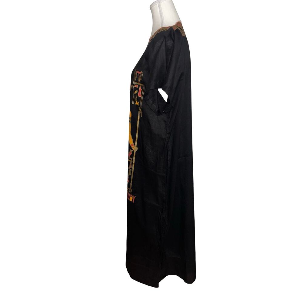Vintage Egyptian Print Black Kaftan Dress - Picture 9 of 9